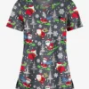 Butter-Soft Santa On Vacation Pewter Women's 1-Pocket V-Neck Tuck-In Print Scrub Top