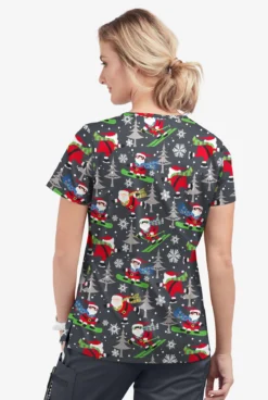 Butter-Soft Santa On Vacation Pewter Women's 1-Pocket V-Neck Tuck-In Print Scrub Top 5 Butter-Soft Santa On Vacation Pewter Women's 1-Pocket V-Neck Tuck-In Print Scrub Top -Uniform Store TS452SVPW 3