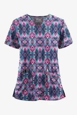 UA Butter-Soft STRETCH Cantik Ikat Women's 2-Pocket V-Neck Printed Scrub Top