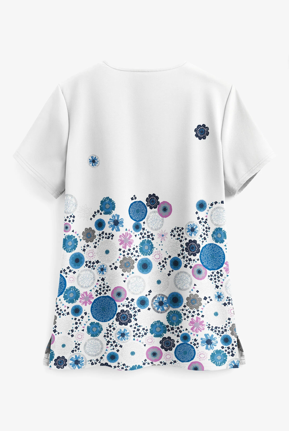 UA Butter-Soft STRETCH Dancing Floral White Printed Women's 2-Pocket V-Neck Scrub Top 2 UA Butter-Soft STRETCH Dancing Floral White Printed Women's 2-Pocket V-Neck Scrub Top - Image 2