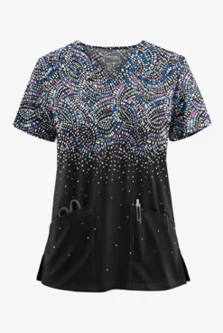 UA Butter-Soft STRETCH Roman Mosaic Women's 2-Pocket V-Neck Print Scrub Top