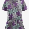 UA Butter-Soft STRETCH Subtle Leaves Pewter Women's 2-Pocket V-Neck Printed Scrub Top