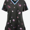 UA Butter-Soft STRETCH Fall Blossom Women's V-Neck 3 Pocket Printed Scrub Top