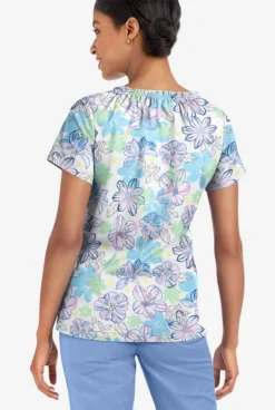 UA Butter-Soft STRETCH Floral Poolside View Women's 6-Pocket Peasant Style Printed Scrub Top -Uniform Store TS569FMPV 3