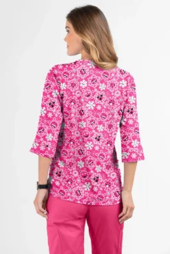 Butter-Soft Smiling Snowflakes Fuchsia Women's 2-Pocket Round Neckline Print Scrub Top 5 Butter-Soft Smiling Snowflakes Fuchsia Women's 2-Pocket Round Neckline Print Scrub Top -Uniform Store TS584SSFA 3