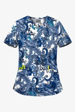 UA Butter-Soft STRETCH French Twist Women's 2-Pocket V-Neck Print Scrub Top