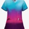 UA Butter-Soft STRETCH Evening Sky Ombre Women's 2-Angled Welt Pocket V-Neck Printed Scrub Top