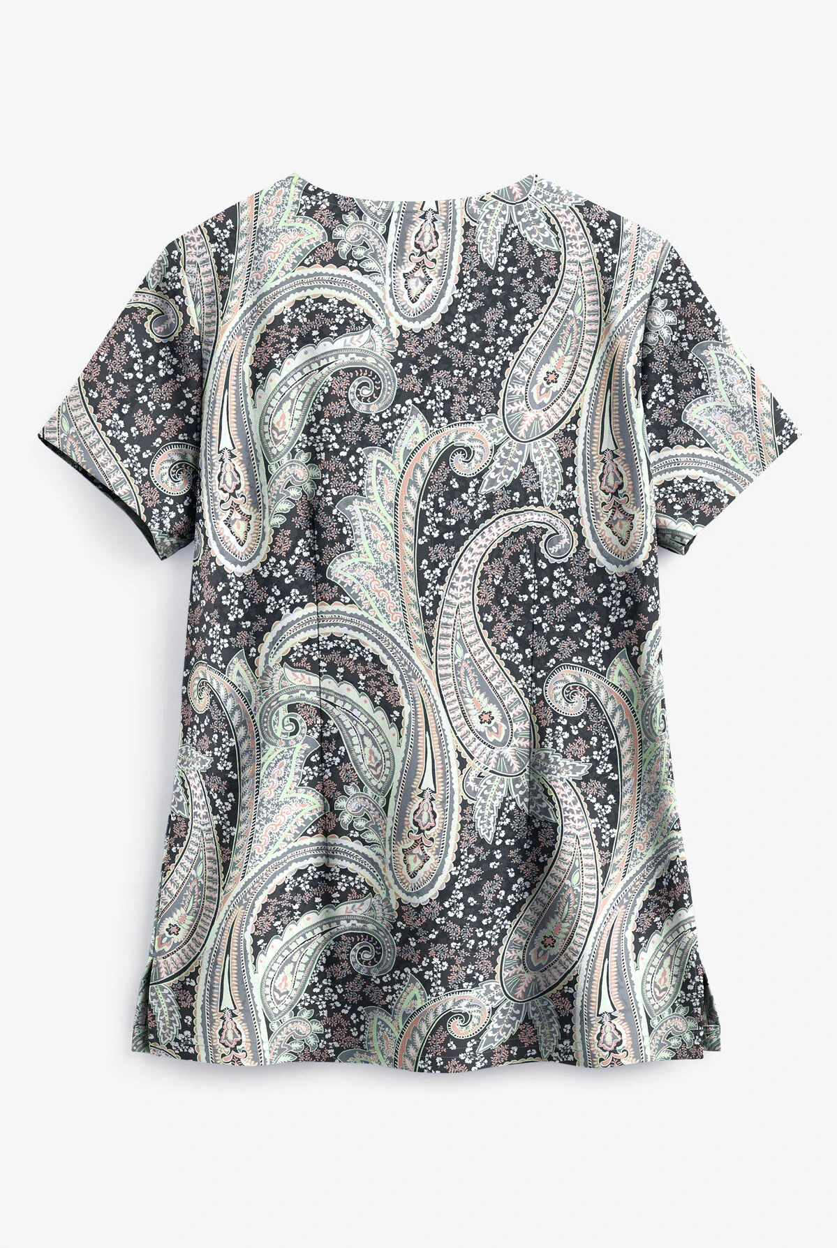 UA Butter-Soft STRETCH Floral Paisley Women's 2-Pocket V-Neck Print Scrub Top 2 UA Butter-Soft STRETCH Floral Paisley Women's 2-Pocket V-Neck Print Scrub Top - Image 2