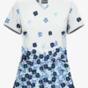 UA Butter-Soft Botanical Cascade White Printed Women's 2-Pocket V-Neck Scrub Top