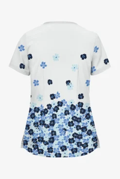 UA Butter-Soft Botanical Cascade White Printed Women's 2-Pocket V-Neck Scrub Top -Uniform Store TS631WBD 2