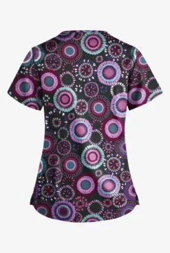 UA Butter-Soft STRETCH Floral Women’s 4-Pocket Grommet Neck Detail Scrub Top -Uniform Store TS754OFBL 3