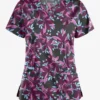 UA Butter-Soft STRETCH Happy Morning Floral Wine Women's 4-Pocket Crisscross Printed Scrub Top