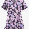 UA Butter-Soft STRETCH Blooms And Butterflies Pewter Women's 3-Pocket V-Neck Mock Wrap Scrub Top