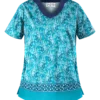 UA Best Buy Scrubs Floating Paisley Turquoise Women's 2-Pocket Scallop Neck Print Scrub Top