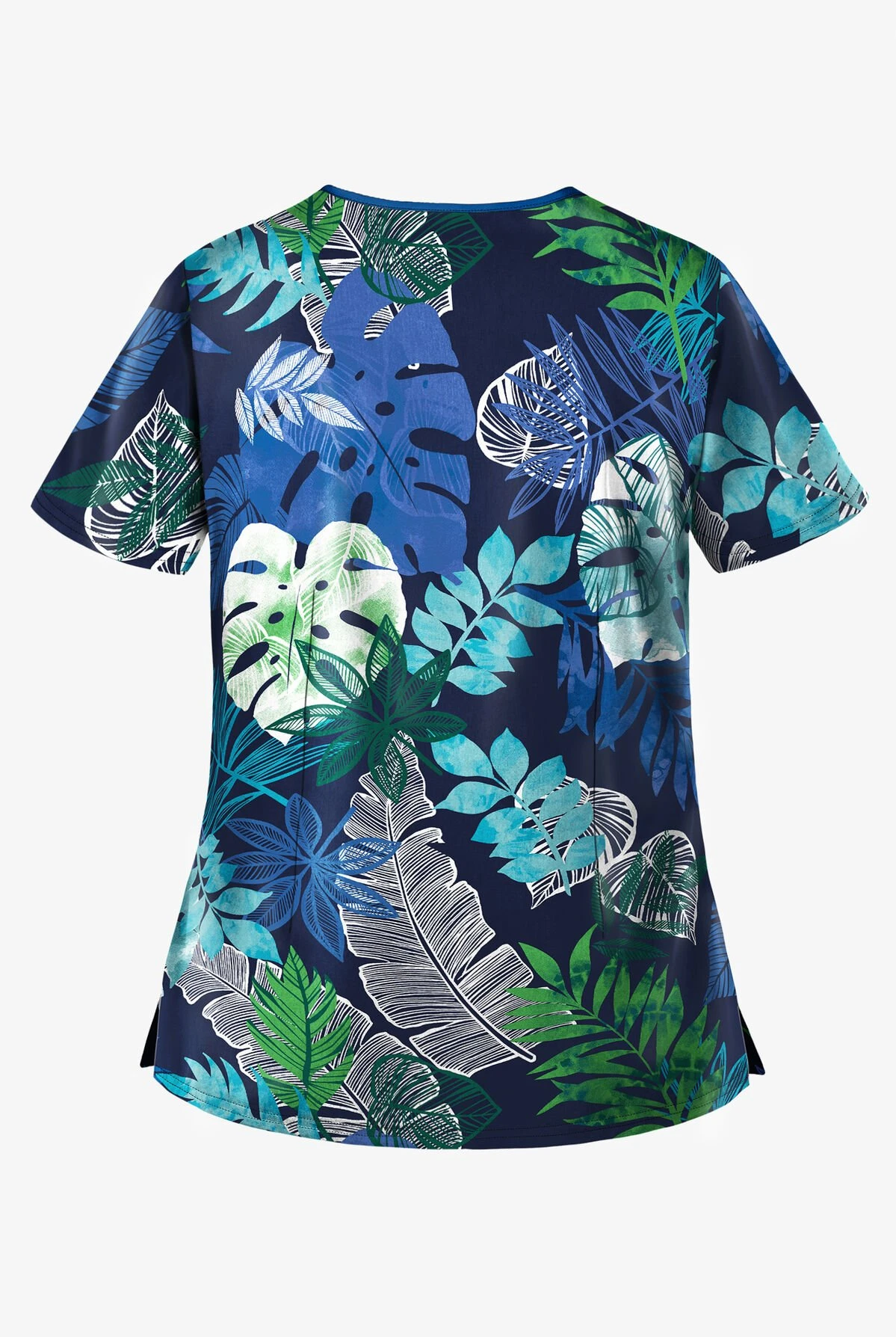 UA Best Buy Scrubs Jungle Fronds Navy Women's 4-Pocket Princess Seam Print Scrub Top 2 UA Best Buy Scrubs Jungle Fronds Navy Women's 4-Pocket Princess Seam Print Scrub Top - Image 2