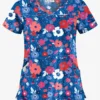 UA Palace Floral Royal Women's 4-Pocket Princess Seam Printed Scrub Top