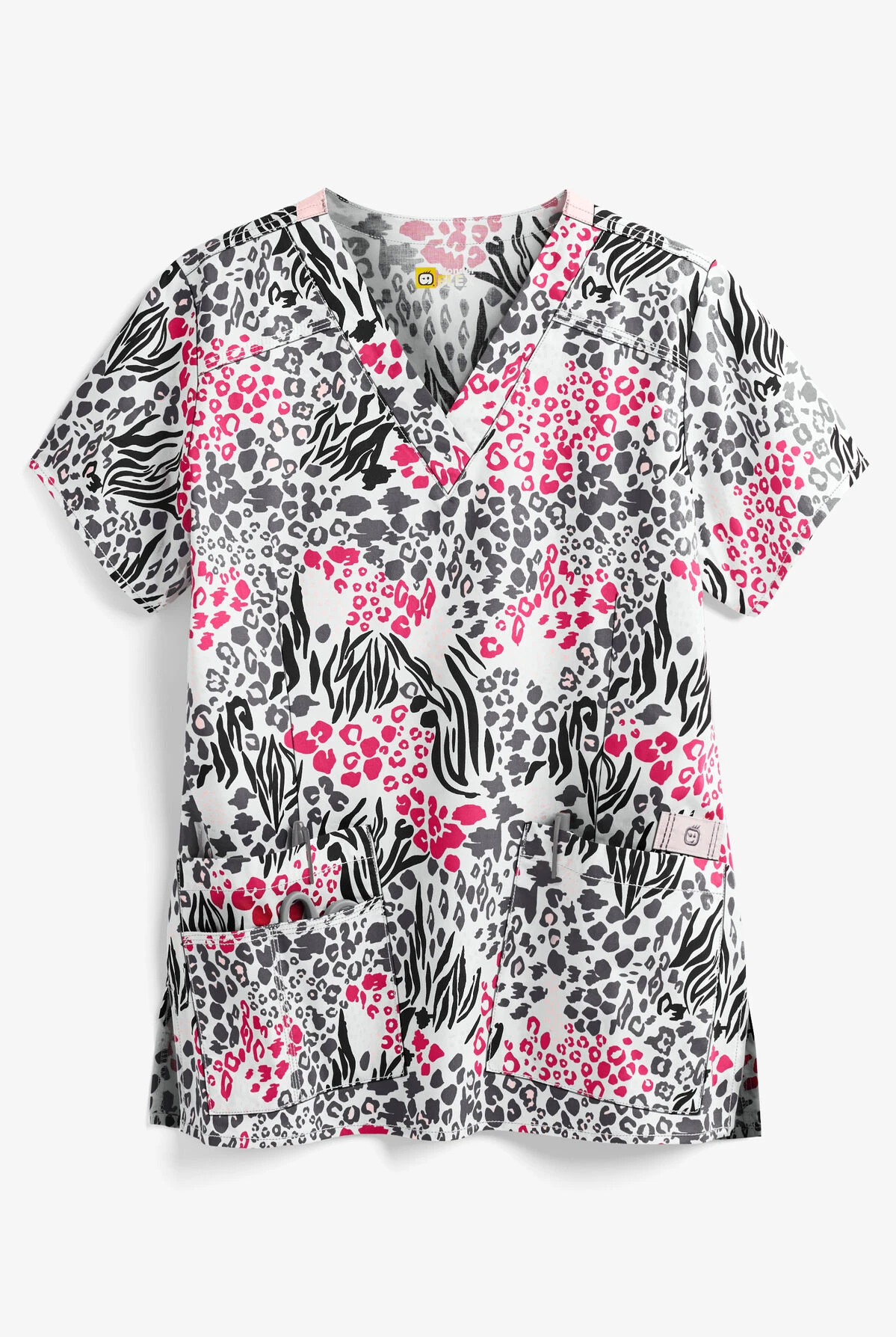 WonderWink WonderFLEX Verity One Love Women's 4-Pocket STRETCH V-Neck Print Scrub Top 1 WonderWink WonderFLEX Verity One Love Women's 4-Pocket STRETCH V-Neck Print Scrub Top