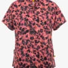 WonderWink Amala Animal Print Women's 3-Pocket STRETCH Round Neck Print Scrub Top