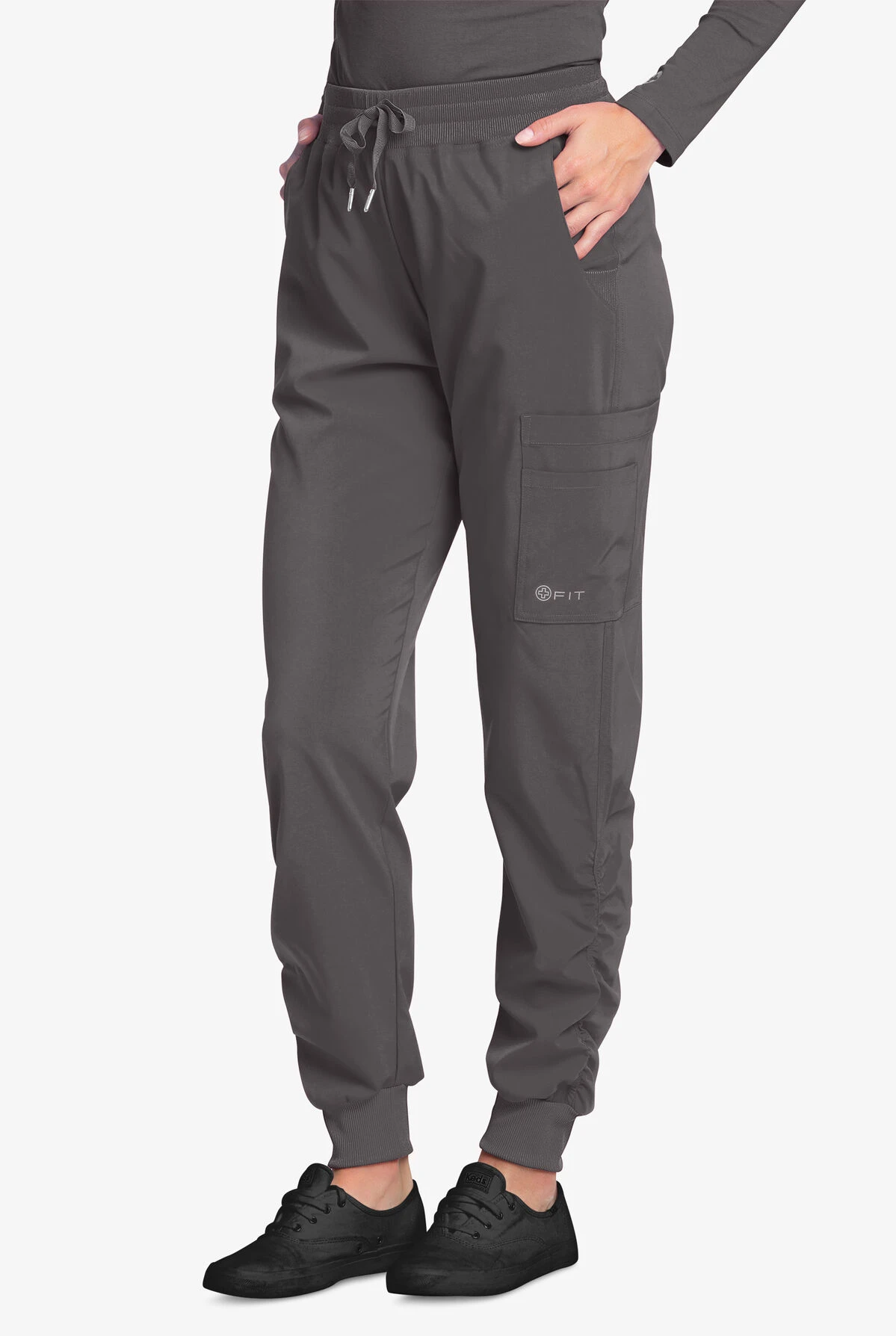 White Cross FIT Women's 4-Pocket STRETCH Ruched Jogger Scrub Pants - Petite 1 White Cross FIT Women's 4-Pocket STRETCH Ruched Jogger Scrub Pants - Petite