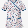 UA Best Buy Scrubs Party In The USA Women's 2-Pocket Mock Wrap Print Scrub Top