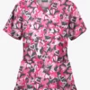 Butter-Soft Unwrap The Love Pewter Women's 2-Pocket Mock Wrap Print Scrub Top